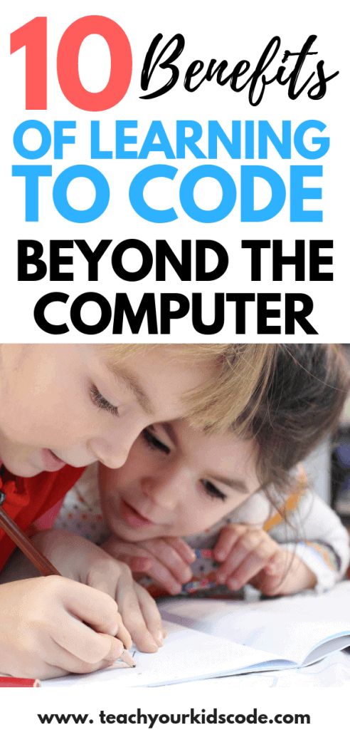 Learning to code is becoming an essential skill for the 21st century. There are so many benefits to learning to code, that its important to teach kids to code from an early age. Coding is not JUST about computers though. Learning to code teaches kids who to be critical thinkers, problem solvers and creators. All skills that are desired in any future career. Check out all the benefits of learning to code beyond the computer here! #coding #computerscience #math #STEM #education